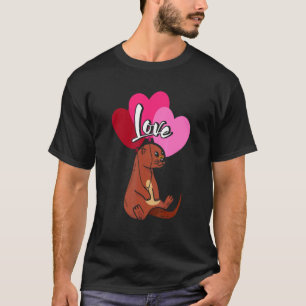 T-shirt Mignonne Otter avec ballons Amour Saint Valentin O