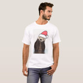 T-shirt Mignonne Otter portant un chapeau de Père Noël (Devant entier)