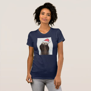 T-shirt Mignonne Otter portant un chapeau de Père Noël