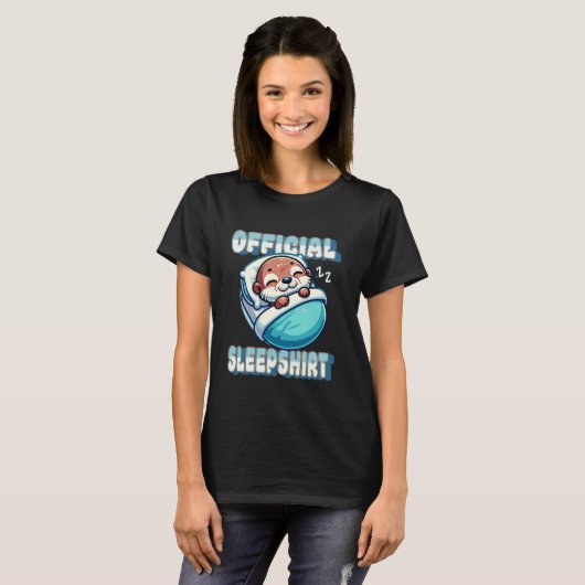 T-shirt Mignonne Otter Sleeping Coussin Official Sleep Shi (Devant entier)