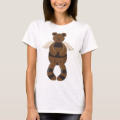 T-shirt Mignonne Ours en Teddy Brown avec ailes Angel (Devant)