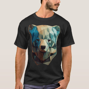 T-shirt Mignonne Ours Face Polygone Faible Ours Poly Color