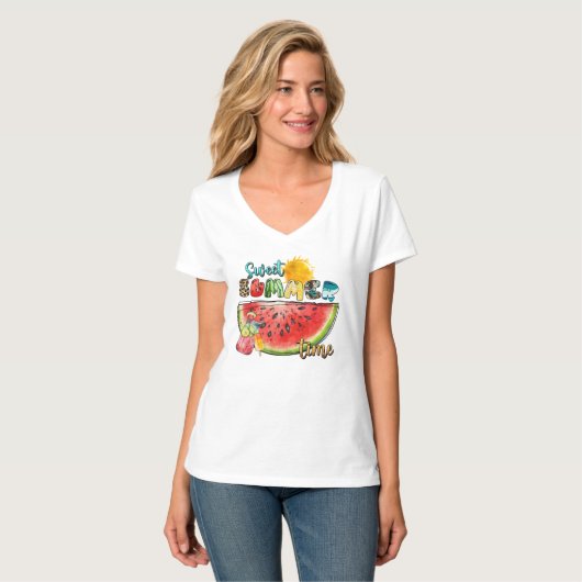 T-shirt mignonne pastèque de l'été (Devant entier)