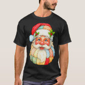 T-shirt Mignonne Patchwork Santa Claus Noël Noël Noël Noël (Devant)