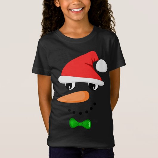 T-Shirt Mignonne Père Noël Snowman Face Drôle Noël Snowman (Devant)