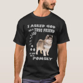 T-shirt Mignonne Pomeranian Husky Chien Citer Maman Papa C (Devant)