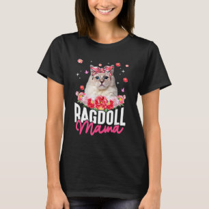 T-shirt Mignonne Ragdoll Mama Fleur Bandana Chat Da Mère