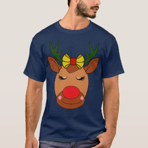 T-shirt Mignonne Reindeer Fille Oeil Lashes Noir Sommeil C