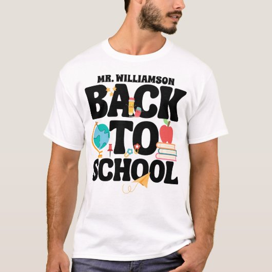 T-shirt Mignonne Retour À L'École Enseignante (Devant)