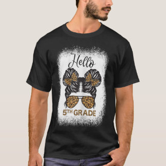 T-shirt Mignonne Retour À L'École Messy Bun Bonjour 5e Gra