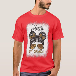 T-shirt Mignonne Retour À L'ÉcoleMessy Bun Bonjour Filles 