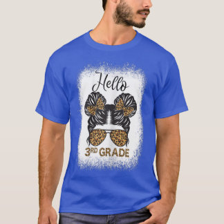 T-shirt Mignonne Retour À L'ÉcoleMessy Bun Bonjour Filles