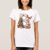 T-shirt Mignonne Rheindeer Noël personnel initial (Devant)