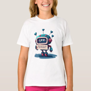 T-shirt Mignonne Robot Me Serrer Le Texte, Coeurs, Amitié,
