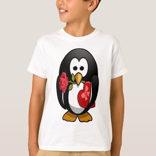 T-shirt Mignonne Saint Valentin Pingouin Drôle Drôle Carto (Devant)