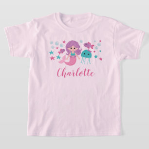 T-shirt Mignonne sirène fille personnalisée