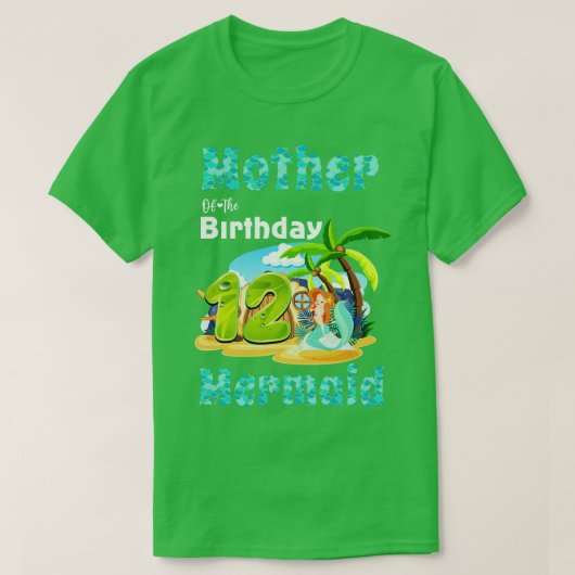 T-shirt Mignonne Sirène Mère Du 12E Anniversaire (Design devant)