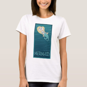 T-shirt Mignonne sirène nageant dans la mer