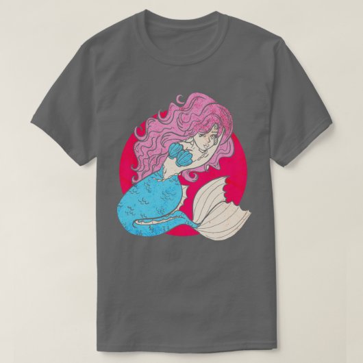 T-shirt Mignonne sirène rose (Design devant)