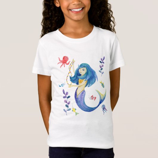 T-Shirt Mignonne sirène sous l'eau (Devant)