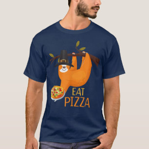 T-shirt Mignonne Sloth Mange Pizza Adulte Vegan Kids Drôle