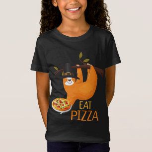 T-Shirt Mignonne Sloth Mange Pizza Adulte Vegan Kids Drôle