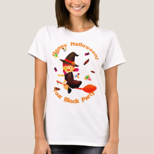 T-shirt Mignonne sorcière vole sur son Broom Halloween