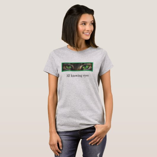 T-shirt Mignonne tout savoir chat yeux verts (Devant entier)
