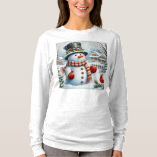 T-shirt Mignonne, Vintage/Whimsical bonhomme de neige de N