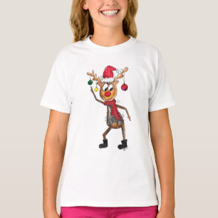 T-shirt Mignonne Whimsical Dancing Christmas Deer