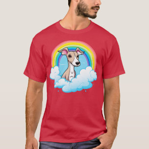 T-shirt Mignonne Whippet Rainbow Cloud Kawaii Chien Heureu