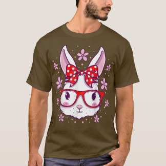 T-shirt Mignonnes Lunettes de visage lapin de Pâques Bow G