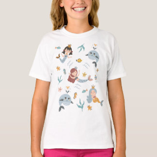 T-shirt Mignonnes sirènes d'enfants illustrées