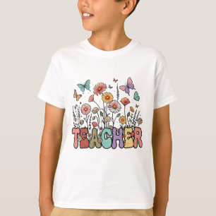 T-shirt Mignons 100 Jours Fleurs Papillons Enfants École
