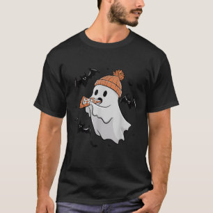 T-shirt Mignons amateurs de pizza fantômes mangeant des al
