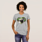 T-shirt Mignons Carlins de couleur Faune Chien Chien Coeur (Devant entier)
