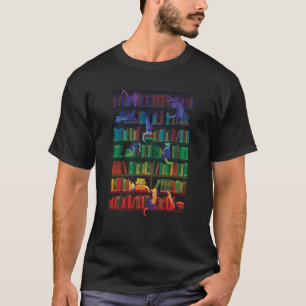 T-shirt Mignons chatons violets mettant la bibliothèque se