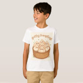 T-shirt Mignons Enfants Dumpling Heureux (Devant entier)