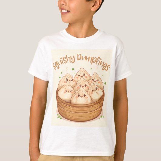 T-shirt Mignons Enfants Dumpling Heureux (Devant)
