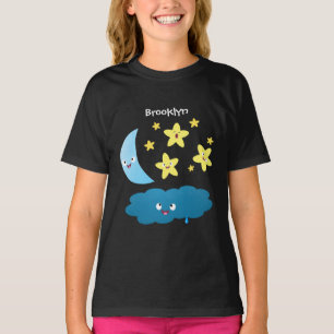 T-shirt Mignons étoiles chantant, lune et bande dessinée d