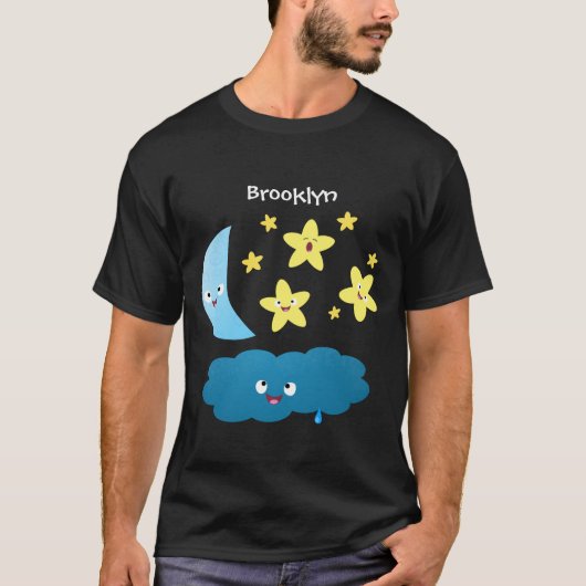 T-shirt Mignons étoiles chantant, lune et bande dessinée d (Devant)