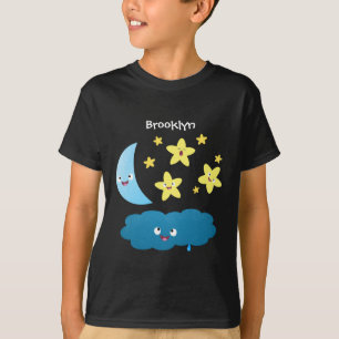 T-shirt Mignons étoiles chantant, lune et bande dessinée d