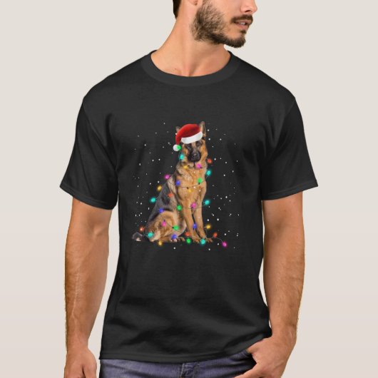 T-shirt Mignons feux de Noël berger allemand chien (Devant)