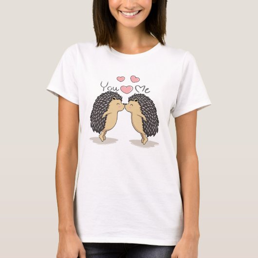 T-Shirt Mignons Hérissons qui s'Embrassent Mignons (Devant)