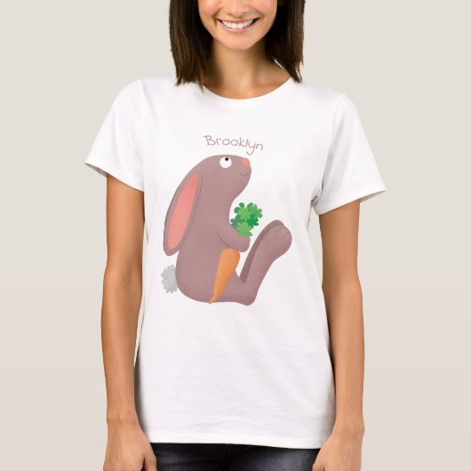T-shirt Mignons lapin lapin lapin assis avec dessin de car (Devant)