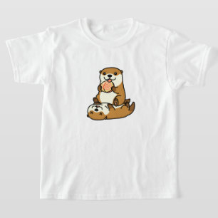 T-shirt Mignons loutres avec friandise sucette animal de d