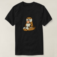 Mignons loutres avec friandise sucette dessin anim