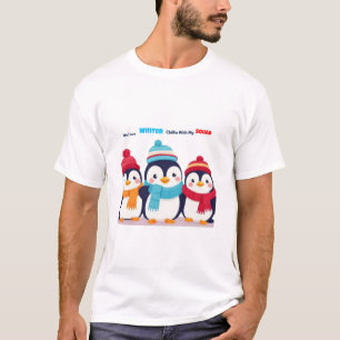 T-shirt Mignons Manchots d'Hiver Nous Aimons l'Hiver