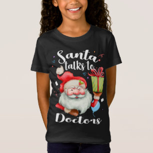 T-Shirt Mignons Médecins Xmas Don Père Noël parle au Docte