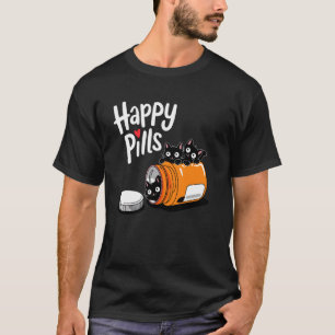 T-shirt Mignons Pilules Bonheur Chat Drôle Blague Amoureux